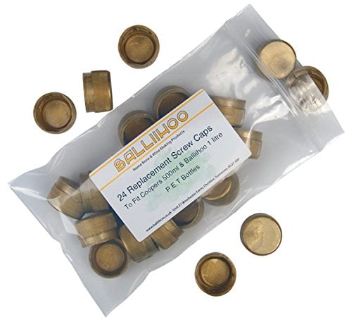 Gold Screw Caps for 1L PET Bottles and Coopers Plastic Beer Bottles - 24 Pack