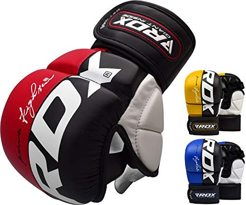 RDX - Cuir de Maya Hide - MMA Gants Entrainement Sparring UFC Art Martiaux - Sac De Frappe Combat Kickboxing - Rouge/Blanc - Taille: XL