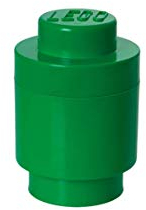 LEGO Storage Brick 1 Knob Round Green, Stackable Storage Box, 950 ml, Ø123x183 mm, Storage Box with Lid, Desk Storage Box for Kids & Adults, Home Decor