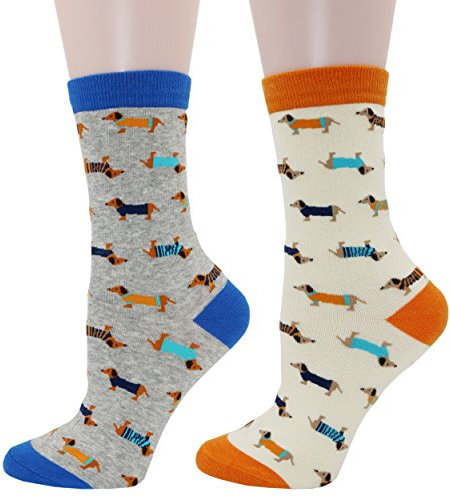 Pomlia® Damen Socken Hunde Motive Dackel Socken Dog Socks (OneSize, D04)