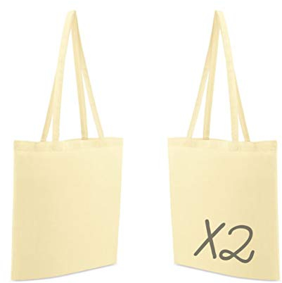 My Custom Style 10 Borse Shopper Cotone 145gr Beige 38x42cm, Manici Lunghi 70cm