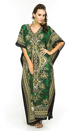 Looking Glam Neuf Femmes Surdimensionné Maxi Kimono Tunique Caftan Robe Caftan,Vert - 007,38-44(étiquette 27)