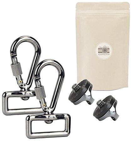 2X Mousqueton + Attache Rapide pour Sangle d'appareil Photo Support DE Fixation A VIS 1/4 1/4 !! QUALITÉ Pro !! SUPPORTE 5KG !! Anneau 100% MÉTAL Compatible DSLR ET APN Marque FRANÇAISE