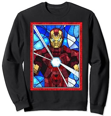 Marvel Iron Man Arc Reactor Beams Stained Glass Portrait Sweatshirt