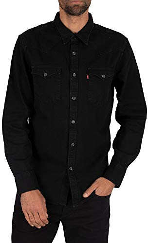 Levi's Barstow Western Standard Chemise, Marble Black Denim Rinse, M Homme