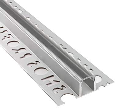 LED Aluprofil T77 Bordüre 12mm silber Fliesenprofil + Abdeckung Fliesen für LED-Streifen-Strip 1m klar