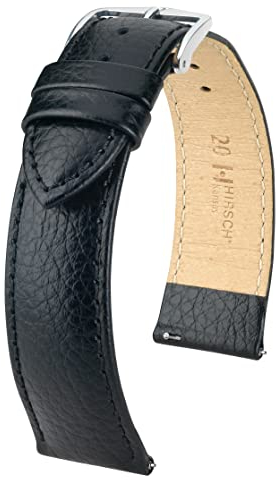HIRSCH XL Herren Uhrenarmband Büffel Style Modell Kansas 22 mm Schwarz/schwarz
