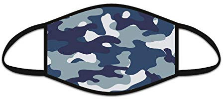 HERGO Mund Nasen Maske Behelfsmaske wiederverwendbar | waschbare Gesichtsmaske aus Polyester-Mischgewebe | 2-lagige Stoff Community-Mask in verschiedenen Designs | Einheitsgröße (Camouflage blau)