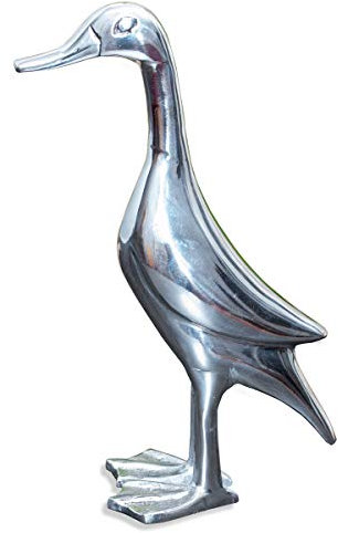 Antikas - Enten Figur, Silber, Aluminiumfigur, Tiere, Tierfiguren, Dekoration