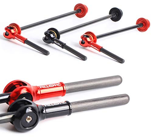 Juscycling Schnellspann-Spießhebel für MTB, Mountainbike, Rennrad, Titan-Achsenwelle, Kohlefaser-Hebel, 1 Paar (schwarz)