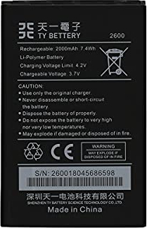 [TY BETTERY] Batteria compatibile con 2600/5030/ 3702 WIKO SUNNY 3 / SUNNY 2 PLUS - SUNNY 3 / JIMMY/RAINBOW - LENNY/LENNY 2 / LENNY 3 / JERRY