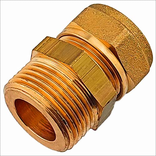 MegaHaustechnik Schraubfitting Kupferrohr, Übergang, 28mm x 1 1/4 Zoll AG | Flach dichtend, Messing Klemmringverschraubung, Trinkwasser geeignet, für Rohr-Außendurchmesser 28mm, 1 1/4 Zoll Außengewinde