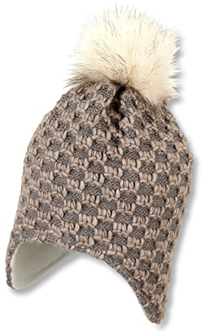 Sterntaler Baby Mädchen Mütze Baby Inka Rautenmuster Mütze - Mütze Baby, Kappe Kinder - mit Ohrenklappen, Bommel und Glitzer - braun, 51
