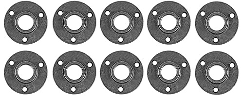 Niubid Confezione da 10 flange per tubi in ghisa malleabile da 3/4, flange industriali per tubi e raccordi filettati neri, stile vintage industriale steampunk.