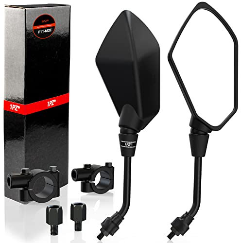 1PZ F11-M2E Motorradspiegel verstellbar 360° drehbar Universal mit Halterung 7/8 Zoll 22 mm Lenker Fahrradspiegel Quad für Roller ATV Dirt Bike Moped