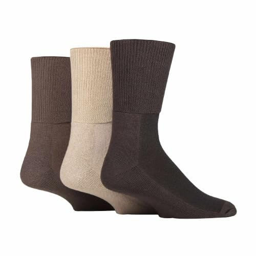 IOMI - 3er Pack Herren und Damen Bambus Ohne Gummi Socken für Diabetiker | Diabetikersocken Bambussocken