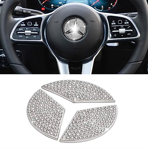VDARK Bling Lenkrad Logo Aufkleber für Mercedes Benz Zubehör Glitzer Auto Dekorationen Lenkemblem Aufkleber für GLA GLB CLA A Klasse 3 STK