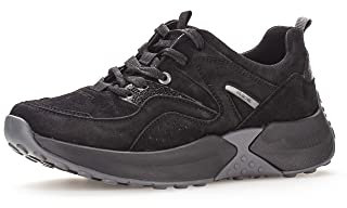 Gabor Damen Low-Top Sneaker, Frauen Halbschuhe,Wechselfußbett,Laufschuhe,schnürschuhe,schnürer,Plateausohle,Sportschuhe,schwarz,39 EU / 6 UK
