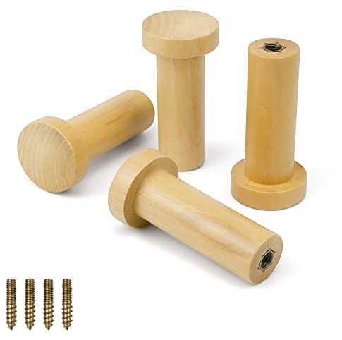 HASLED Patères, 4 Pièces Crochet Mural Bois Porte Manteau Rond, Patère Murale Porteurs Solides, Utilisés Pour Les Crochets Porte-Serviettes, Patères, Crochets Muraux