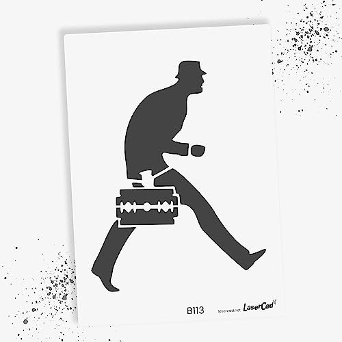 LaserCad Schablonen BANKSY Streetart (B113, Razor Case, DIN A5) Stencil für Graffiti, Airbrush, Kunst, Deko, zum Malen