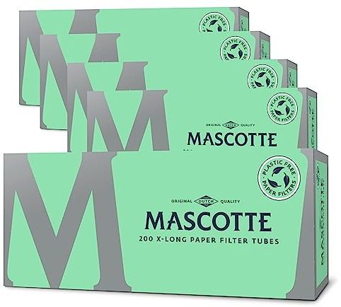 Mascotte® X-Long Paper Filter Tubes 8mm 200 x 5 Kartons | Plastikfreie Zigarettenhülsen für Zigarettenstopfer | Extra Lange Filterhülsen | 1000 Hülsen