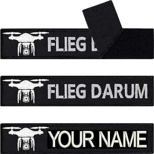Patch Drohne Klett Patch personalisiert Namensschilder für Kleidung | Patch Klett Militär Namensschild Klett Militär Rucksack Drohne | 125x25mm
