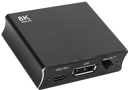 8K DisplayPort Switch Splitter, Bidirectional DP 1.4 Switch Box Splitter Converter 2 In 1 Out or 1 In 2 Out, Support 8K@30Hz 4K@120Hz, for Dual Monitor PC Laptop