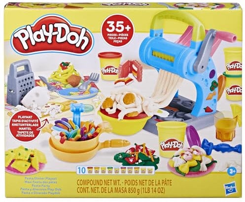 Play-Doh Pasta Dinner Playset, Kitchen Playset with 35+ Play Kitchen Accessories, Kitchen Toy for 3 Year Old Girls and Boys and Older