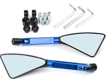 FIXCOR Lenkerendenspiegel Motorrad Für Kawasaki Für Vulcan/S 650cc Für V&ulcans 650cc Universal Motorrad Spiegel CNC Seite Rückspiegel (Color : Blau)