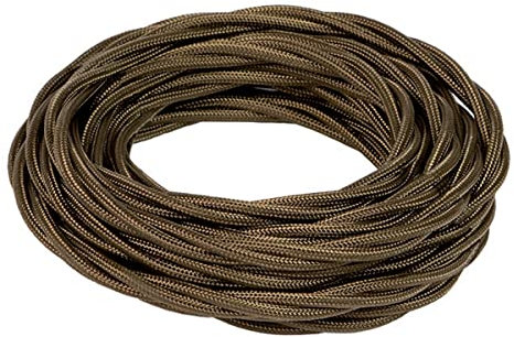 FANTON cavo elettrico tessile colore marrone treccia seta 50mt 3G1,5 filo rivestito in tessuto vintage stile retrò per lampadari applique 93968-50