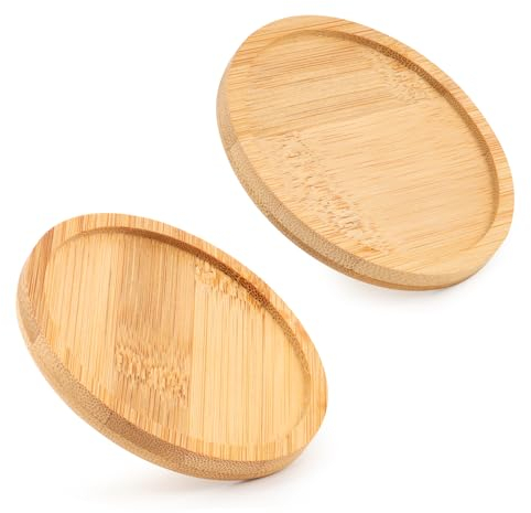 2pcs Bandejas de Madera Redondo,Portavelas Redondo,Portavelas Bautizo,Platos de Madera para Vela,Posavasos Madera,Posavasos de Bambú,Bandeja para Portavelas,Posavasos,Ornamental&Ceremonia del Festival