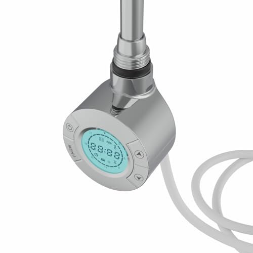 Warmehaus 150W Thermostatic Electric Heating Element Chrome with Timer Overheating Child Lock Function