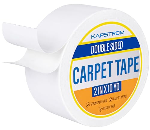 Double-Sided Rug Tape (10 yd Long & 2 Wide, White) - Heavy-Duty Carpet Tape for Area Rugs - Perfect for Hardwood Floor, Concrete & Tile - Strongly Adhesive & Easily Removable by KapStrom