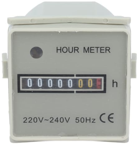 Contador de Horas Mecánico con Instalación Integrada, Temporizador Industrial 220-240V 0.3W, Pantalla de 6 Dígitos 0-99999.99H, para Generadores y Motores