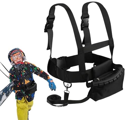 Uoimky Ski und Snowboard Gurt für Kinder - Einstellbar mit Abnehmbarer Leine und Tasche, Sicherheitsgurt, Skating Trainingsgürtel für Jungen, Mädchen, Anfänger