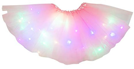 Tütü Damen 3 Lagen Tüll Rock mit Pailletten Sternen Tüllrock mit Lichterkette Prinzessin Party Kostüm Tutu Karneval Glitzer Rock Ballett Tanzen Halloween Kostüm Ballettrock