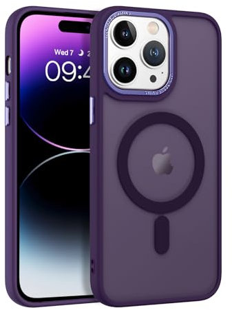 BENTOBEN Funda Magnética para iPhone 14 Pro MAX [Compatible con Magsafe] Carga Inalámbrica Funda Carcasa Enchapado Translúcido Mate Protección Grado Militar Anti-Arañazos -Púrpura