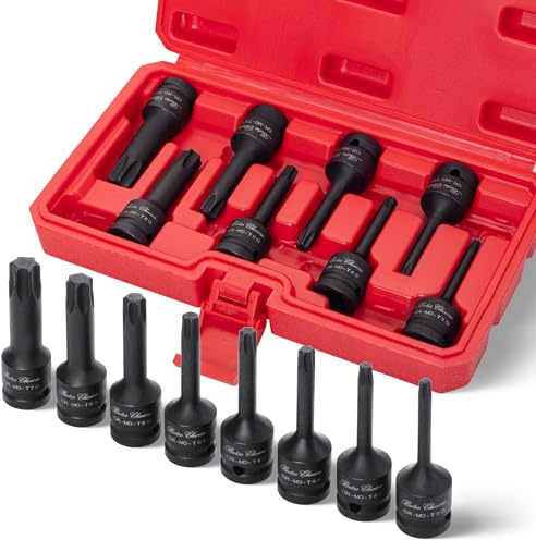 Bates Choice Torx Bit Socket Set, 8 pcs, 1/2 Inch Drive, 3 Inch Long, Cr-Mo Steel, T30-T70, Star Bit Socket Set