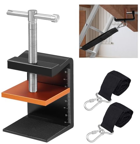 Stabilizzatore per scala con cinghie per scala, ancoraggio per stabilità della scala include cinghia da 6 e 9 m, livellatore in alluminio leggero, sicuro, stabile, ancoraggio antiscivolo