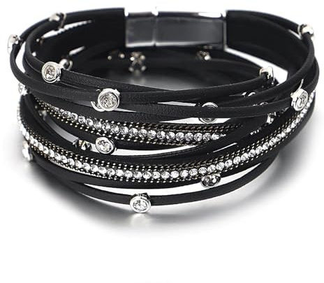 Fesciory Leather Wrap Bracelet for Women, Boho Western Layered Cuff Jewelry