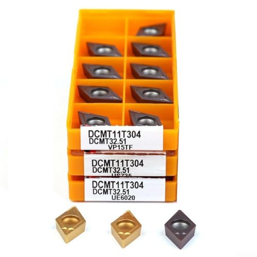 DCMT11T304 Wendeschneidplatte, 10 Stück Hartmetall-Einsatz zum Drehen von Fräsen, hohe Leistung (VP15TF)