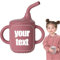Personalised Spill Proof Sippy Cup, Customized Name Silicone Toddler Cups with Straw & Handles, Training Open Cup for Toddlers Learning Independent Drinking (Wine)