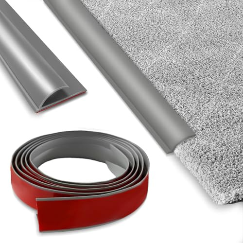 Yunlaishaocer Selbstklebende Randleiste für Teppiche,3m PVC Übergangsleiste Boden,Übergangsleiste von Teppich zu Holzboden,Selbstklebend Fußmatten Randleiste für Türkanten,Teppiche,Treppen(Grau)