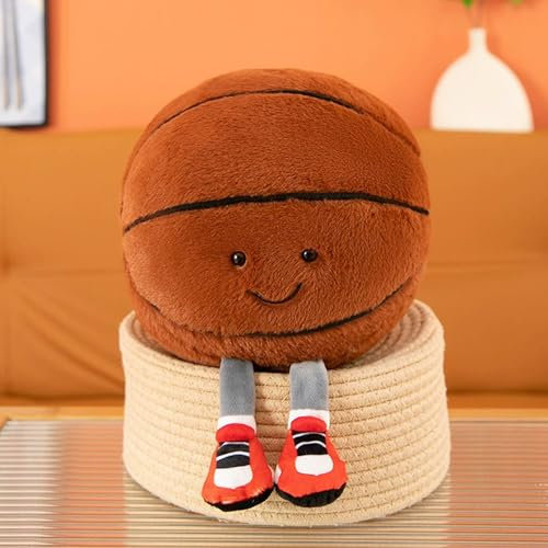 Gwezmxs 3D Plüsch Basketball Pillow, Deko Kissen Ball für Schlafzimmer & Wohnstube - Braun, 22x22x22cm