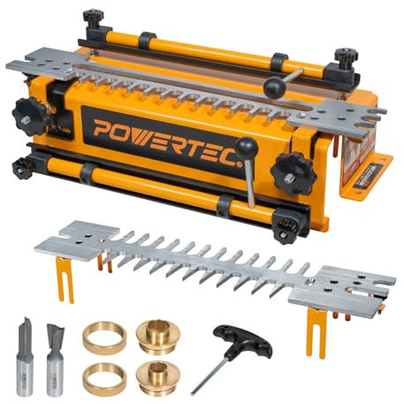 POWERTEC 12 Inch Dovetail Jig with Templates, Router Bits, and Guide Bushing - for Cutting Half-Blind & Through Dovetails, Box Joints, and Dados On Woodworking & DIY Projects (72069)