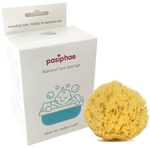 Pasiphae Éponge d'Inde pour bébé dans une boîte cadeau, serviette de toilette douce pour bébés et enfants - 100 % naturelle - nid d'abeille bio - Cadeau de grossesse / naissance - Jaune - Taille S 0