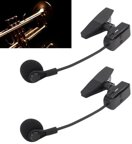 Saxofon Trådlös Mikrofon, med Flexibel 360 ° Rotation, 2,4 G Trådlös Långväga Mottagning och HIFI -ljudkvalitet, Lämplig för Mässingsinstrument