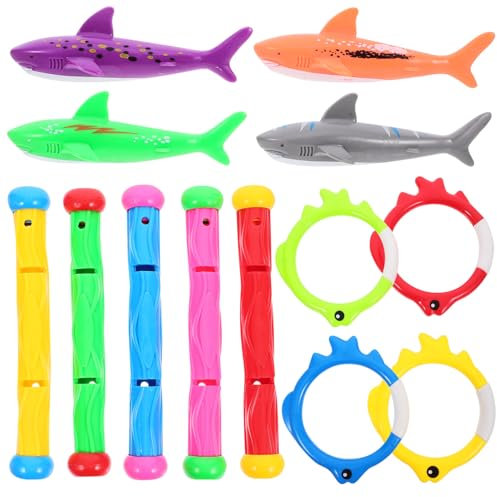 ERINGOGO Juguetes De Natación para Bucear Piscina Verano Conjunto Tiburones Anillos De Buceo y Palos para Nadar Piscina Al Aire