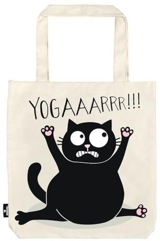 moses. Ed, the Cat Shopper Cat Yoga - Stofftasche aus 100% Baumwolle, witziges Katzen-Design, 39 x 42 cm