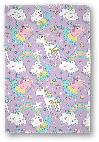Peppa Wutz lizenzierte Fleecedecke, superweich, warm, zum Schlafengehen, lila Design, perfekt für Zuhause, Schlafzimmer, Übernachtungen und Camping, 100 x 150 cm